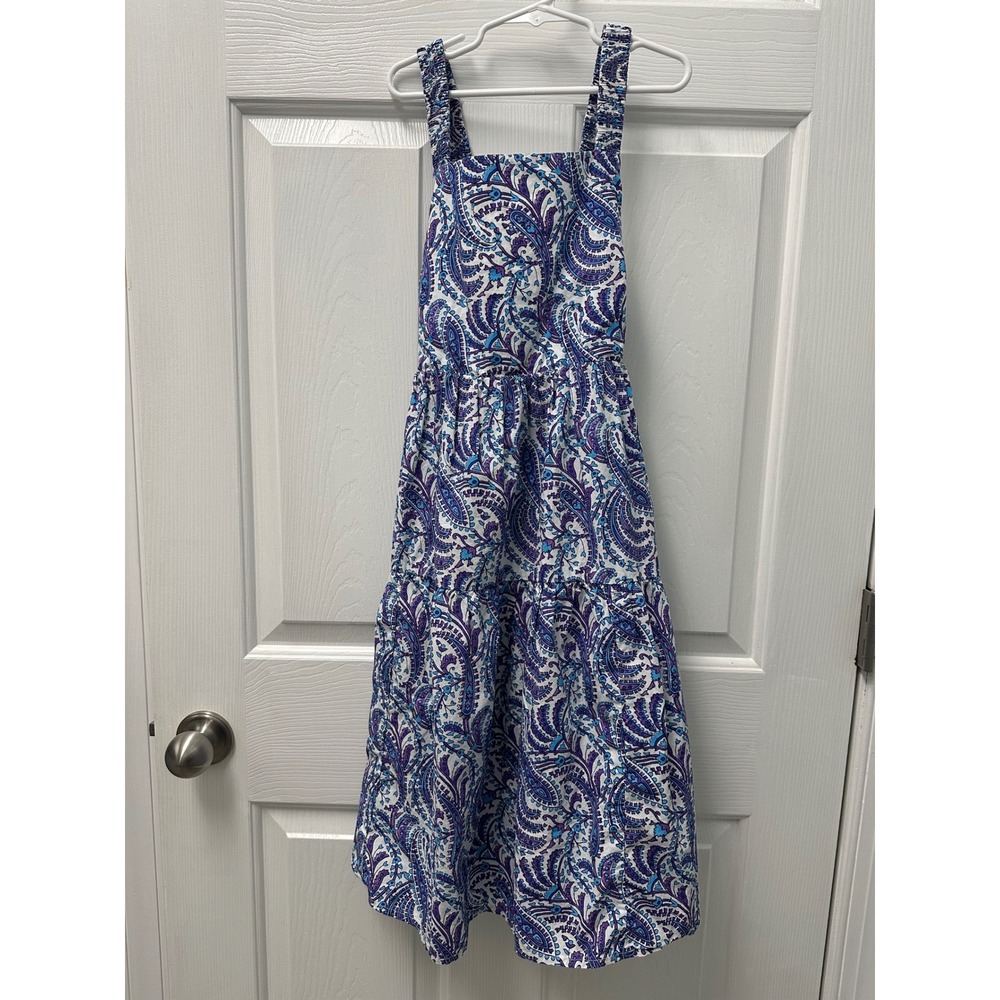 Crewcuts J.Crew Girls Paisley Tiered Maxi Dress Purple Blue Cotton Size 12